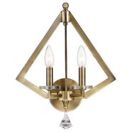 Livex 50662-01 2-Light Antique Brass Wall Sconce, Antique Brass