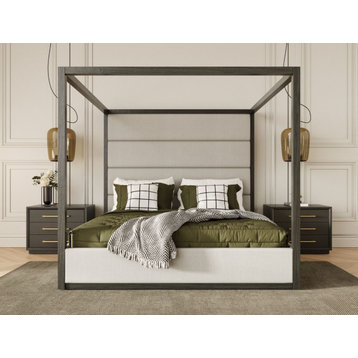 Modrest Manhattan- Contemporary Canopy Grey Bed, Queen