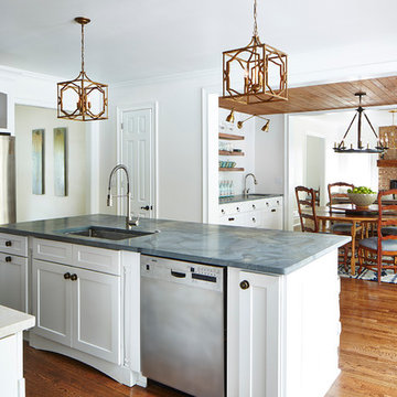 Natural Wood, White and Tile Kitchen