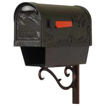 Hummingbird Mailbox With Newspaper Tube & Sorrento Mailbox Mounting Bracket