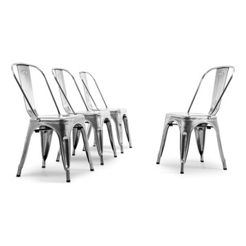 Trattoria Dining Chair, Metal, Stackable, Set of 4, Gunmetal