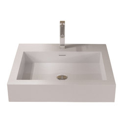 ADM Bathroom Design - ADM Rectangular Wall Mounted Sink, White, 24", Matte White - Bathroom Sinks
