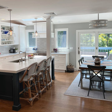 Blue and White Kitchen With Natural Light
