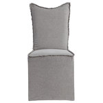 Uttermost - Uttermost Narissa Armless Chairs, Set Of 2 - Stonewashed Gray Linen Blend Slipcover Features A Reverse Seam With Fringe, Draped Over An Armless Frame With Naturally Finished Poplar Legs, Body Fabric Is A Neutral Linen. Slipcovers Packaged Separately. Sold As A Set Of 2. Seat Height Is 19".