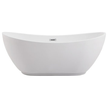 62" Soaking Bathtub In Glossy White