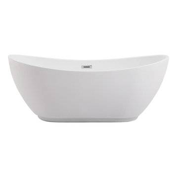 62" Soaking Bathtub In Glossy White