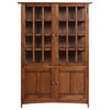 Arts and Crafts Mission Solid Oak China Cabinet, Walnut