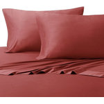 Royal Tradition - Bamboo Cotton Blend Silky Hybrid Sheet Set, Coral, Full - Experience one of the most luxurious night's sleep with this bamboo-cotton blended sheet set. This excellent 300 thread count sheets are made of 60-Percent bamboo and 40-percent cotton. The combination of bamboo and cotton in the making of the sheets allows for a durable, breathable, and divinely soft feel to the touch sheets. The sateen weave gives these bamboo-cotton blend sheets a silky shine and softness. Possessing ideal temperature regulating properties which makes them the best choice for feel cool in summer and warm in winter. The colors are contemporary, with a new and updated selection of neutral tones. Sizing is generous and our fitted sheets will suit today's thicker mattresses.