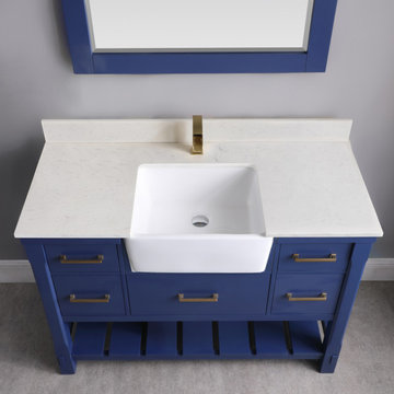 Georgia 48" Single Bathroom Vanity Set in Jewelry Blue and Composite Carrara Whi