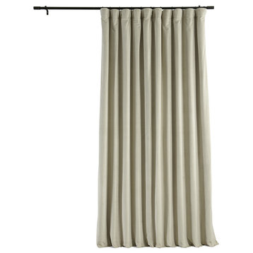 Extra Wide Blackout Velvet Curtain Single Panel, Cool Beige, 100"x96"