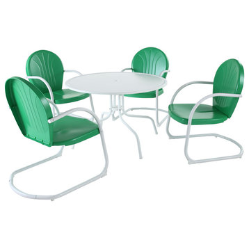 Griffith Metal 40" 5-Piece Outdoor Dining Set, Green
