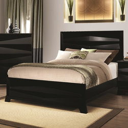 Coaster Karolina Black Queen Bed with Asymmetrical Facet Design - Panel Beds