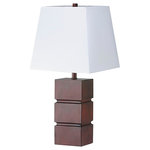 Ore International - 27.5" Table Lamp - Walnut Finish - 27.5" Table Lamp - Walnut Finish: Cherry color, cube-shape classic-style lamp