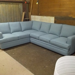 Track Arm Blue Sectional - Sectional Sofas