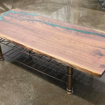 Walnut Green Epoxy Table