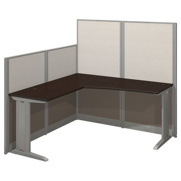 Office in an Hour 65W L Shaped Cubicle Desk in Mocha Cherry - Engineered Wood