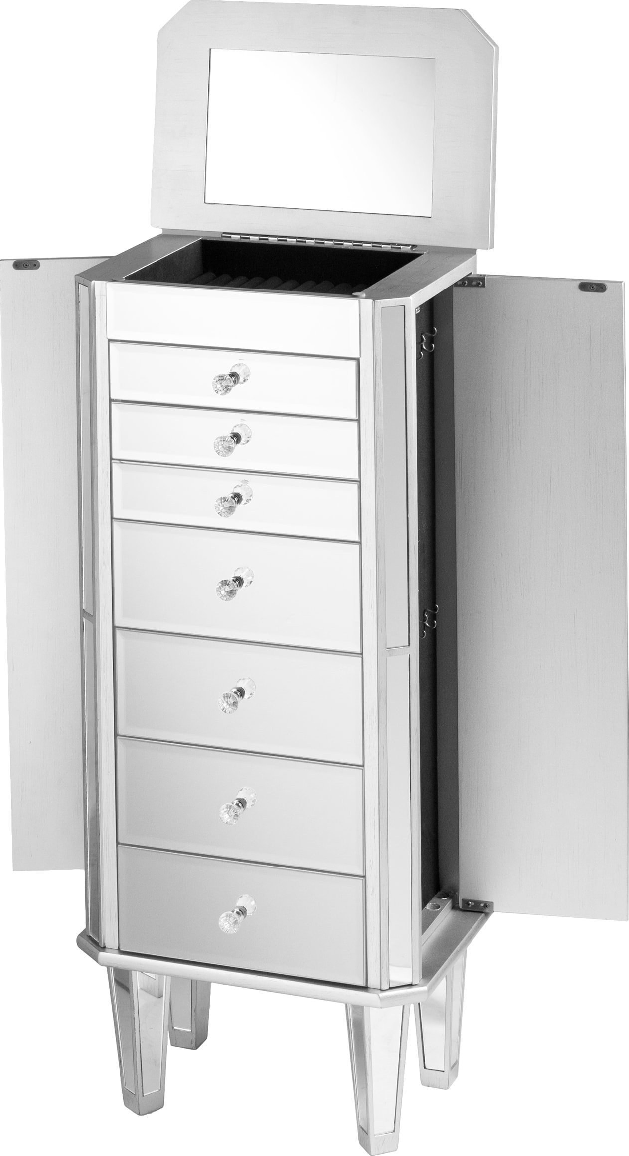 Margaux Mirrored Jewelry Armoire - Natural