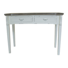 Charles Bentley Shabby Chic 2 Drawer Console Dressing Table in White
