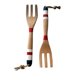 Mayenne Maison - Nautical Hand Painted Salad Servers - Serving Utensils