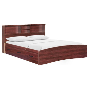 Better Home Products California Wooden Full Captains Bed in Mahogany