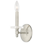 Livex Lighting - Livex Lighting Brushed Nickel 1-Light Wall Sconce - Add an aura of sophistication and elegance with the Bancroft transitional wall sconce. With the brushed nickel finish and clear crystal bobeche, it looks especially decadent. The Bancroft collection delivers an inspiring and upscale mood to a new or remodeled bath space.
