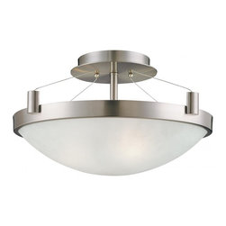 Brushed Nickel Finish 3 Light Ceiling Semi Flush by George Kovacs - Lighting