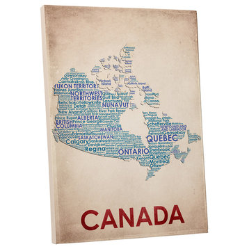Canada Cities Map Gallery Wrapped Canvas Wall Art, 20"x16"