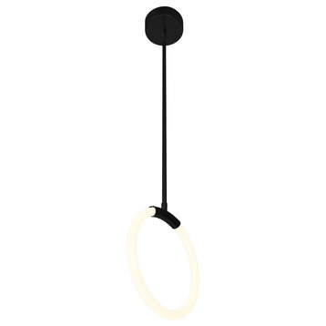 Hoops 1 Light LED Pendant With Black Finish