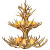 Mule Deer Double Tier Antler Chandelier Light, Extra Large, Parchment Shades