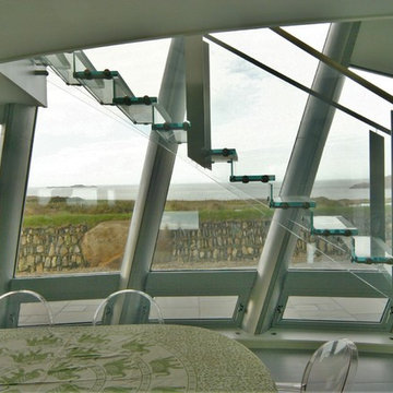 Glass Staircase with Living Room