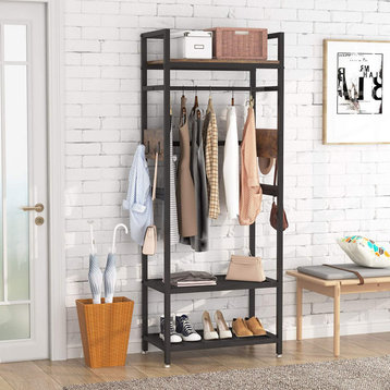 Tribesigns Entryway Hall Tree Coat Rack With Shoe Storage Shelf and Hooks