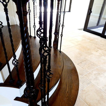 Twisted Iron Baskets & Wood Newels, Double Flared Bottom - Quail West