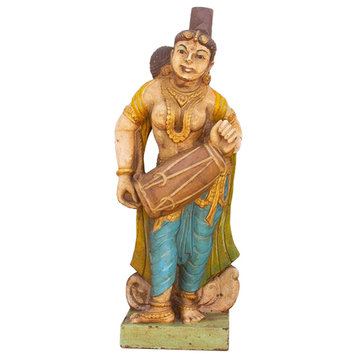 Antique Indian Stone Temple Musician Statue