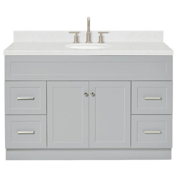 Ariel Hamlet 54" Single Oval Sink Bathroom Vanity, Carrara Quartz, Grey