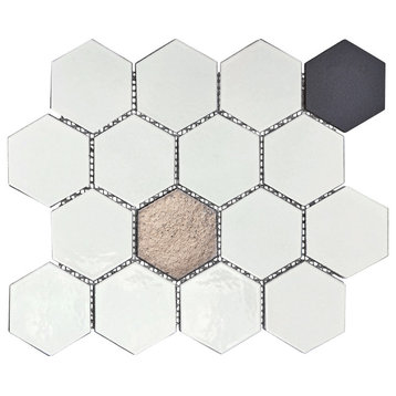 Lugo 12.1x10.43, White Lava Stone Mosaic Floor/Wall Tile, 7.83ft/case, Box of 9
