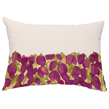 Sunset Tulip 14"x20" Floral Decorative Outdoor Pillow, Purple