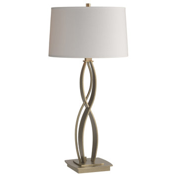 Almost Infinity Table Lamp, Soft Gold, Flax Shade