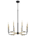 Quorum - Lacy Soft Contemporary Chandelier in Noir with Aged Brass - LACY 8LT CHAND - NR/AGBandnbsp
