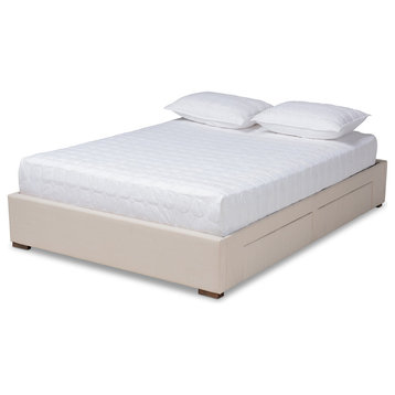 Melville Beige Fabric Upholstered 4-Drawer King Platform Storage Bed Frame
