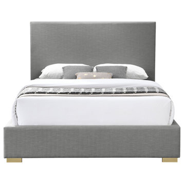 Crosby Linen Upholstered Bed, Grey, Queen