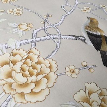 hand painted chinoiserie silk wallpaper wall coverings