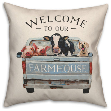Welcome to Our Farmhouse Animals 18x18 Spun Poly Pillow