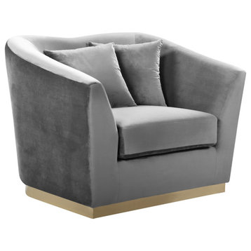 Arabella Velvet Upholstered Chair, Gray