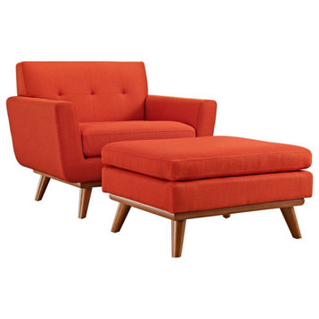 Giselle Atomic Red 2 Piece Armchair and Ottoman