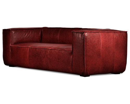 reverse stitch leather sofa
