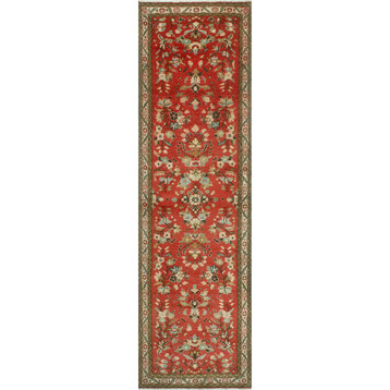 Fine Vintage Distressed Northcli Red/Ivory Runner, 3'3x11'4