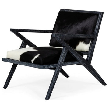 Nathan Glam Black and White Cowhide Accent Chair