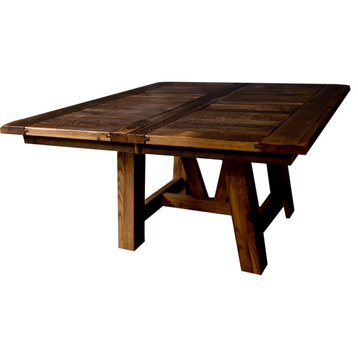 Hawthorne Reclaimed Barnwood Square Table, Provincial, 72x72, 4  Leaves