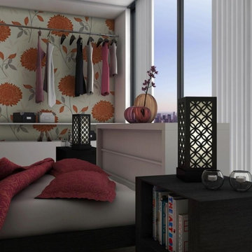 DecorNation Bedroom Lamp Japanese Circle Pattern - Black