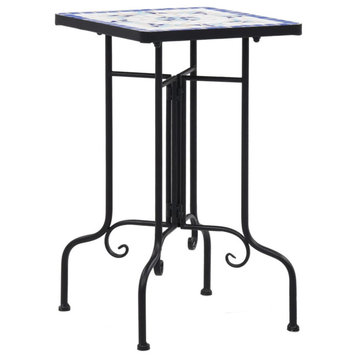 Vidaxl Mosaic Side Table Blue and White Ceramic